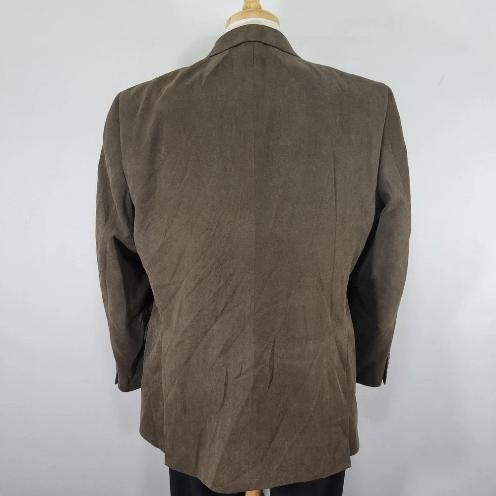 Andrew Fezza Men's Sport Coat Blazer Two Button Brown Suede‎ Polyester Blend 46R